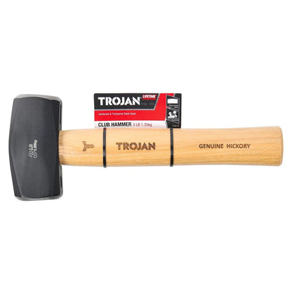 Trojan 1.3kg Timber Club Hammer, Induction Hardened Head, Hickory Handle, Lifetime Warranty