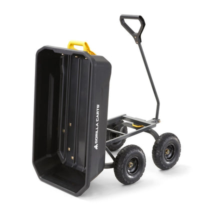 Gorilla Carts 115L Poly Dump Cart, Zero-Turn, Impact-Resistant, Quick-Release System