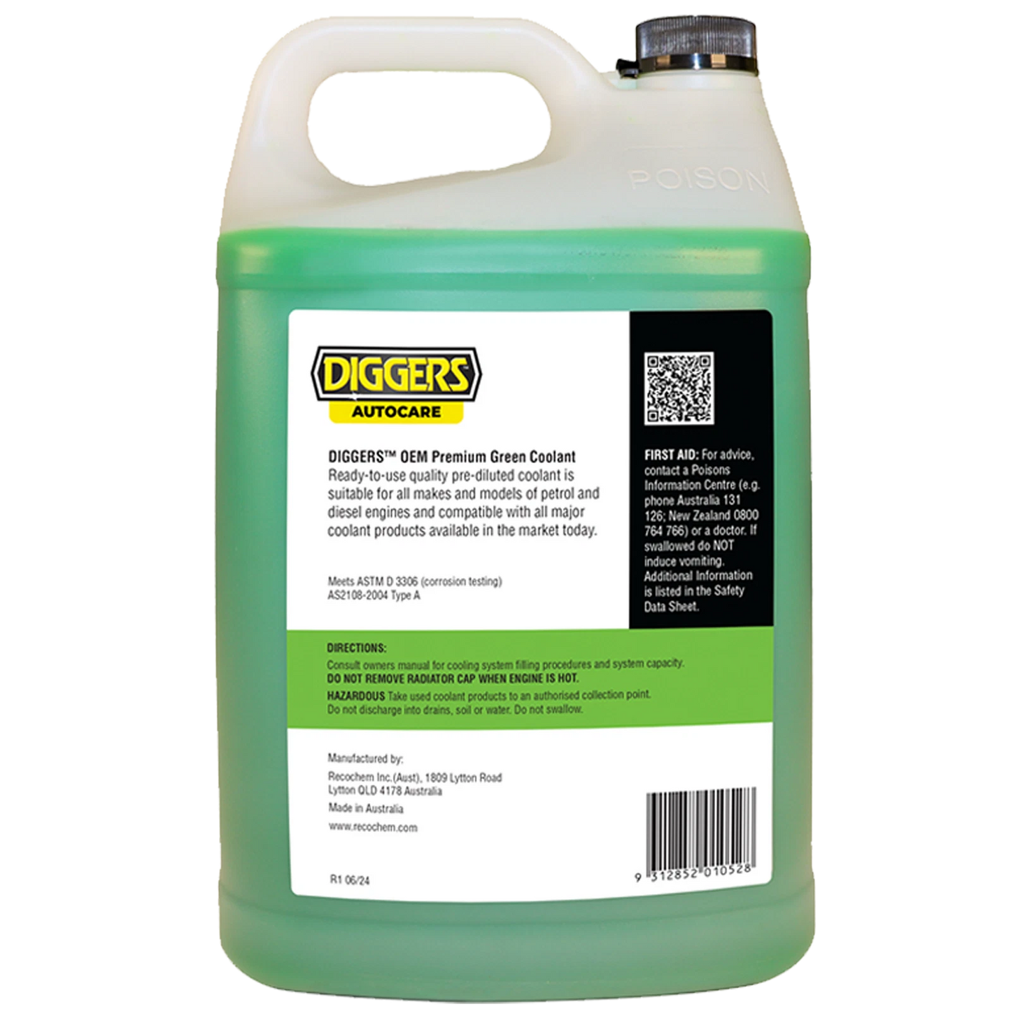 DIGGERS™ 5L OEM Premium Green Coolant - Universal, Long-lasting, Anti-corrosive Protection