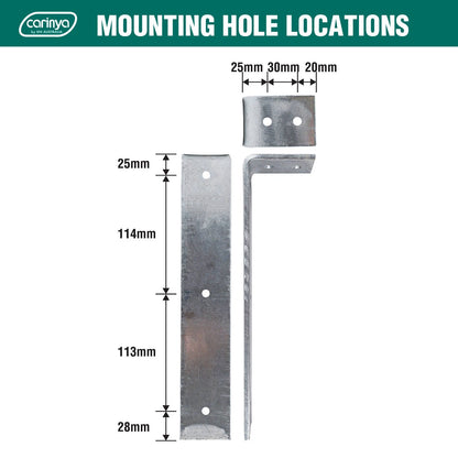 Carinya Galvanised Angle Bracket 280x75mm Heavy-Duty Indoor Outdoor Use