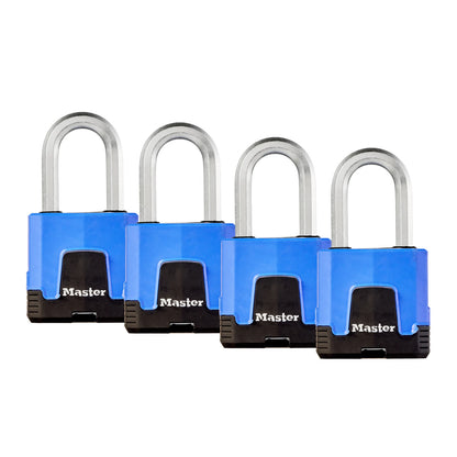 Master Lock 45mm Excell Weather-Resistant Padlock 4 Pack, Boron-Carbide Shackle, 4 Keys