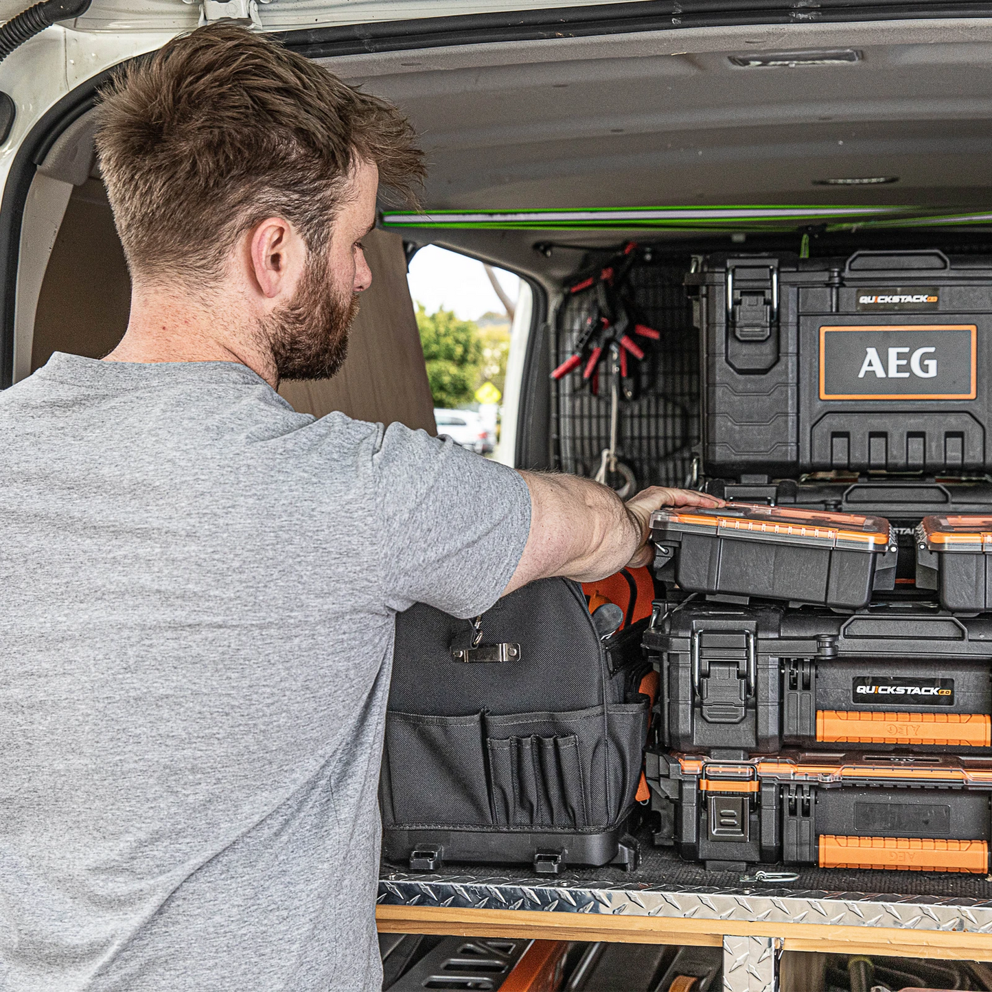 AEG Quickstack 2.0 Storage Set, Weather Resistant, All-Terrain Wheels, Secure Locking