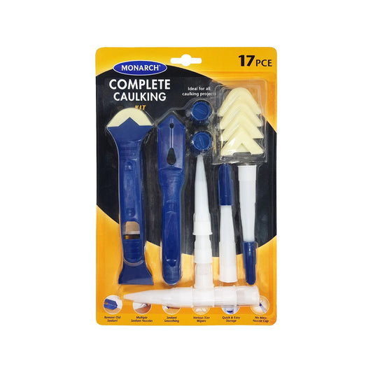 Monarch 17 Piece Complete Caulking Kit with Pro Tools & Multiple Nozzles for Precision Sealing