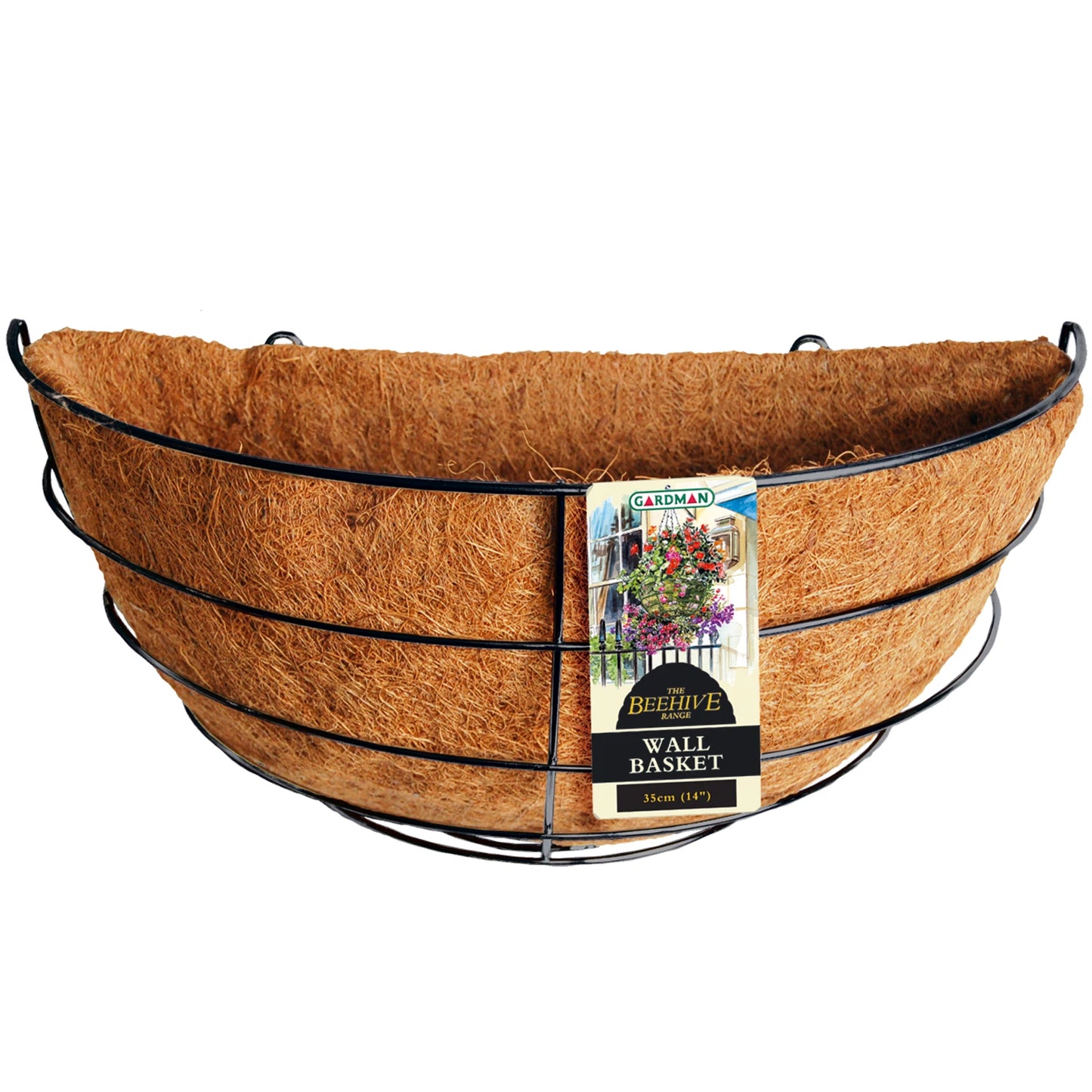 Brunnings 35cm Beehive Wall Basket with Liner, Heavy-Duty Metal, Stylish Outdoor Decor