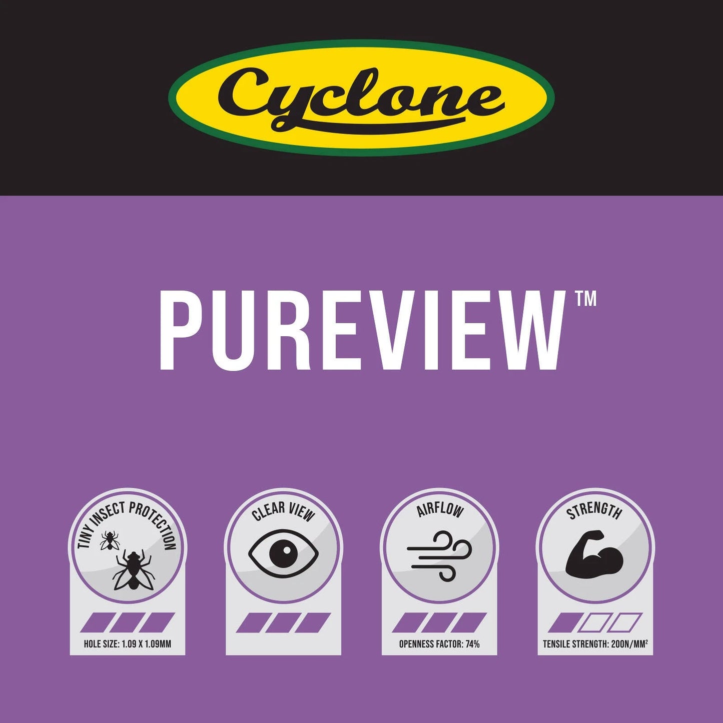 Cyclone Pureview Flyscreen 1220mm x 10m - Clear View, VOC-Free, Self-Cleaning, UV Resistant