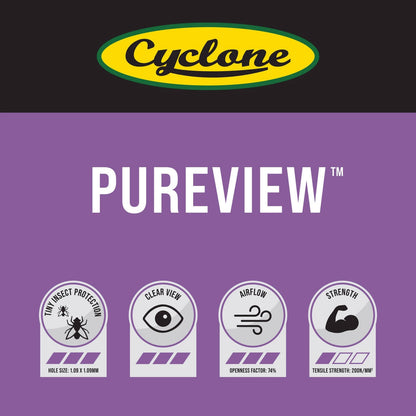 Cyclone Pureview Flyscreen 1220mm x 10m - Clear View, VOC-Free, Self-Cleaning, UV Resistant