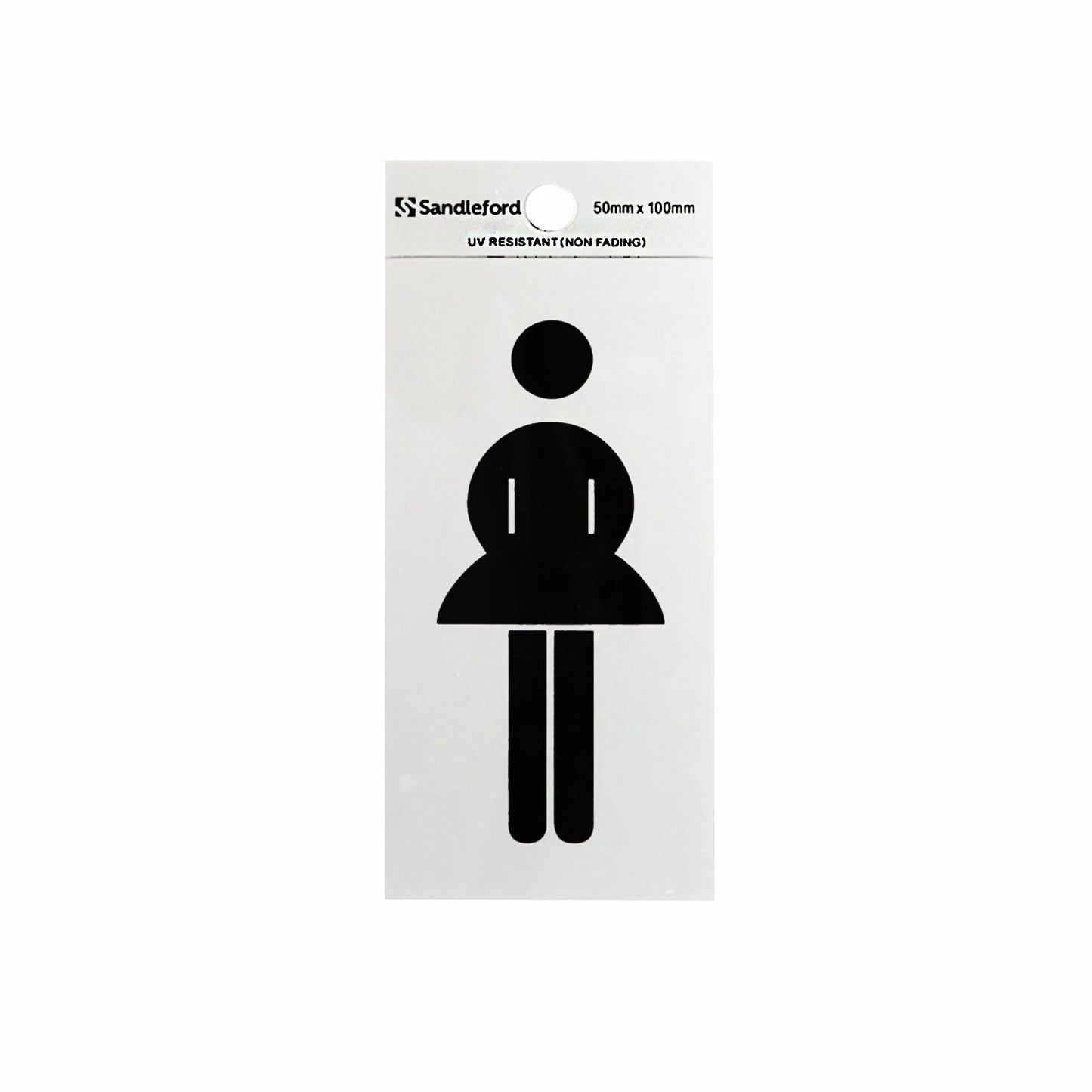 Sandleford Ladies Symbol Silver Self Adhesive Sign 100x50mm Weather Resistant
