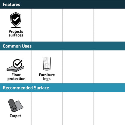 Surface Gard 19mm Black Square Plastic Chair Tips - 4 Pack, Easy Glide, Noise Reduction