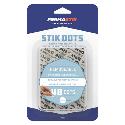 Permastik Removable Stik Dots 48 Pack, Clear, Acid-Free, Self-Adhesive, Versatile Mounting