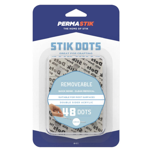 Permastik Removable Stik Dots 48 Pack, Clear, Acid-Free, Self-Adhesive, Versatile Mounting