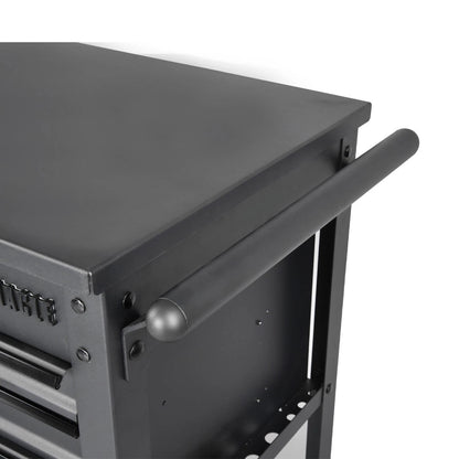 Pinnacle 79cm Black Matte Service Cart with Soft Close Drawers & Heavy Duty Castors