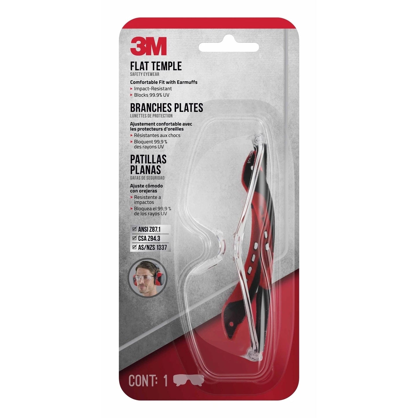 3M Black Clear Safety Glasses, Anti-Scratch, UV Protection, Antifog, High Impact Resistant