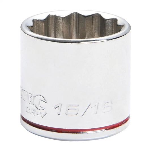 Kincrome 15/16" 3/8" Drive Socket, 12-Point Multi Hex, Mirror Polish Finish