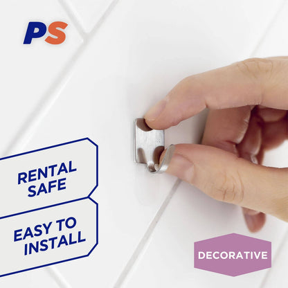 Permastik Small Steel Square Hooks 9 Pack - Strong Hold, No Damage, Easy to Use