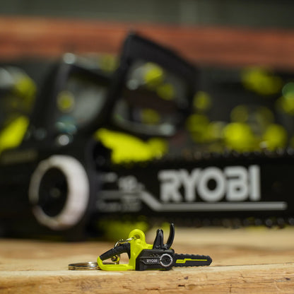 Ryobi MINI Chainsaw Keyring - Authentic Replica, Collectible Tool Accessory