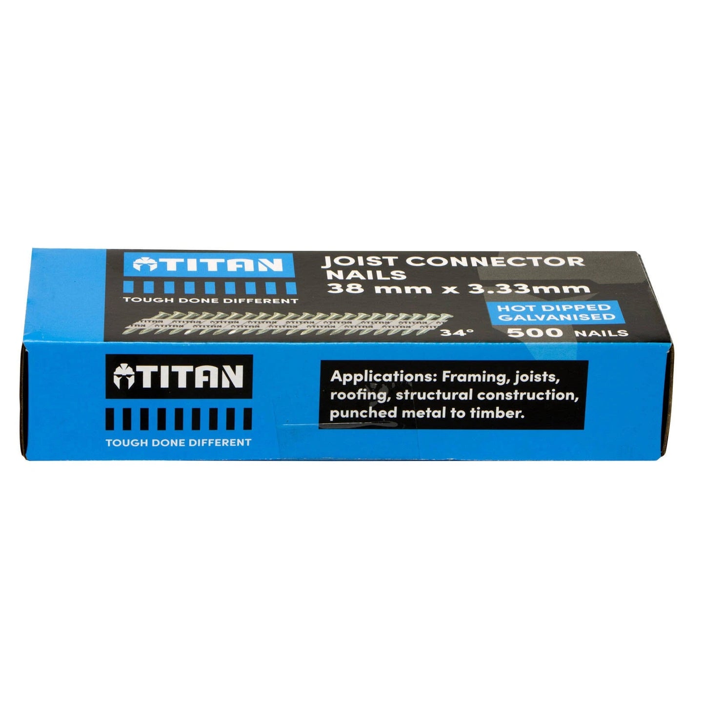 Titan 38x3.33mm Galvanised Joist Connector Nails, 500 Pack, 34° Angle, Corrosion Resistant