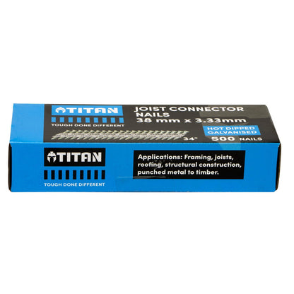 Titan 38x3.33mm Galvanised Joist Connector Nails, 500 Pack, 34° Angle, Corrosion Resistant