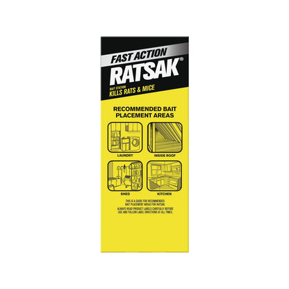 RATSAK Fast Action Rodent Bait Station 200g - 4 x 50g Packs, Indoor Use, Child & Pet Safe