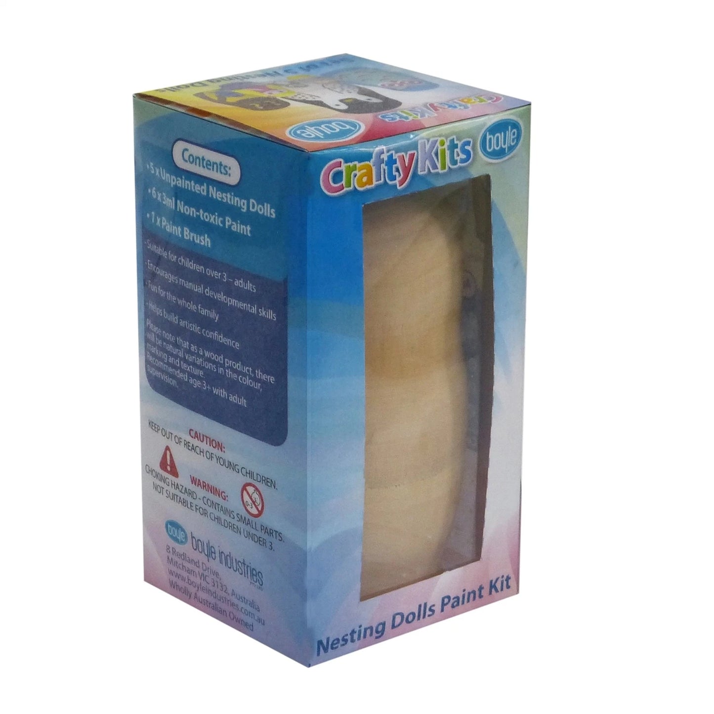 Boyle Nesting Dolls Craft Paint Kit - 5 Pack, Includes Paints & Brush, Durable Wood