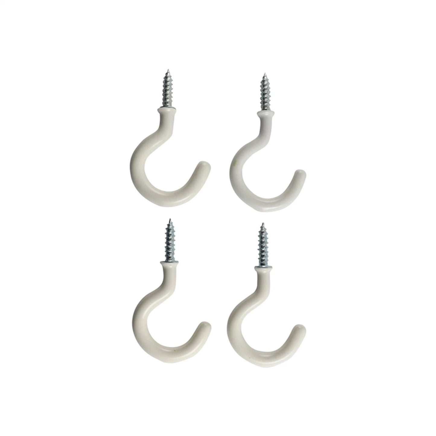 Everhang 21mm White PVC Cup Hooks 4 Pack - Secure, Easy Install, Indoor/Outdoor Use