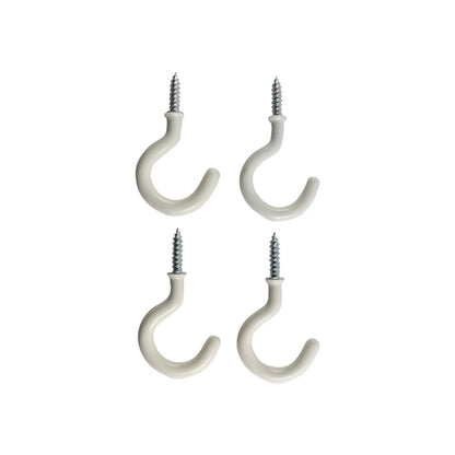 Everhang 21mm White PVC Cup Hooks 4 Pack - Secure, Easy Install, Indoor/Outdoor Use