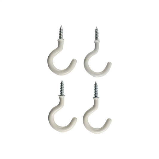 Everhang 21mm White PVC Cup Hooks 4 Pack - Secure, Easy Install, Indoor/Outdoor Use
