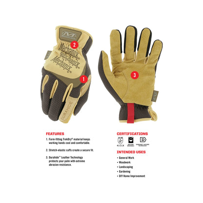 Mechanix Wear Large Landscape Leather FastFit Gloves - Durahide™, TrekDry®, Machine Washable