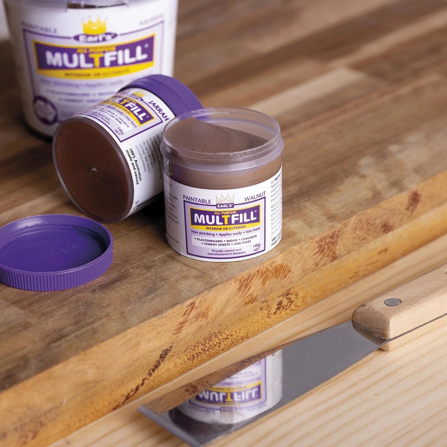 Earl's 600g Pine MulTfill Fine Filler, Interior & Exterior, Non-Shrinking, Paintable