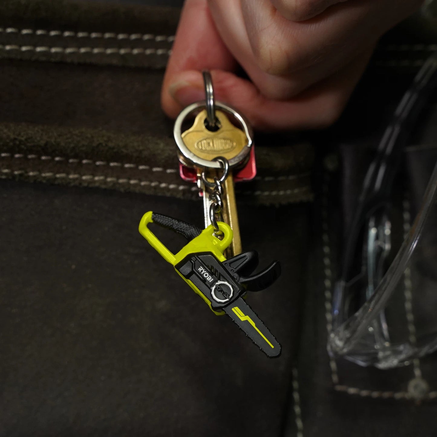 Ryobi MINI Chainsaw Keyring - Authentic Replica, Collectible Tool Accessory
