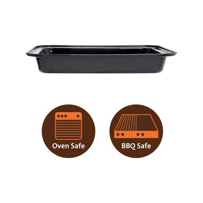 Jumbuck Enamel Roasting Tray, Non-Stick, 37x25.5x5cm, High-Temp Resistant, In-Built Handles