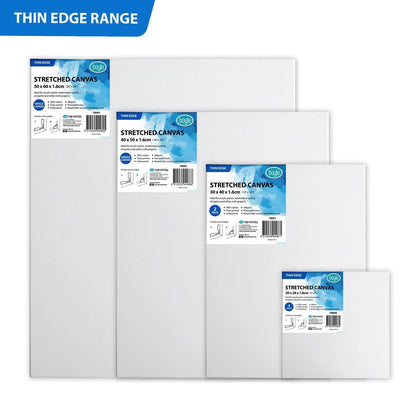Boyle 30x40cm Thin Edge Stretched Canvas 2 Pack - 100% Cotton, Triple Primed, Pinewood Frame