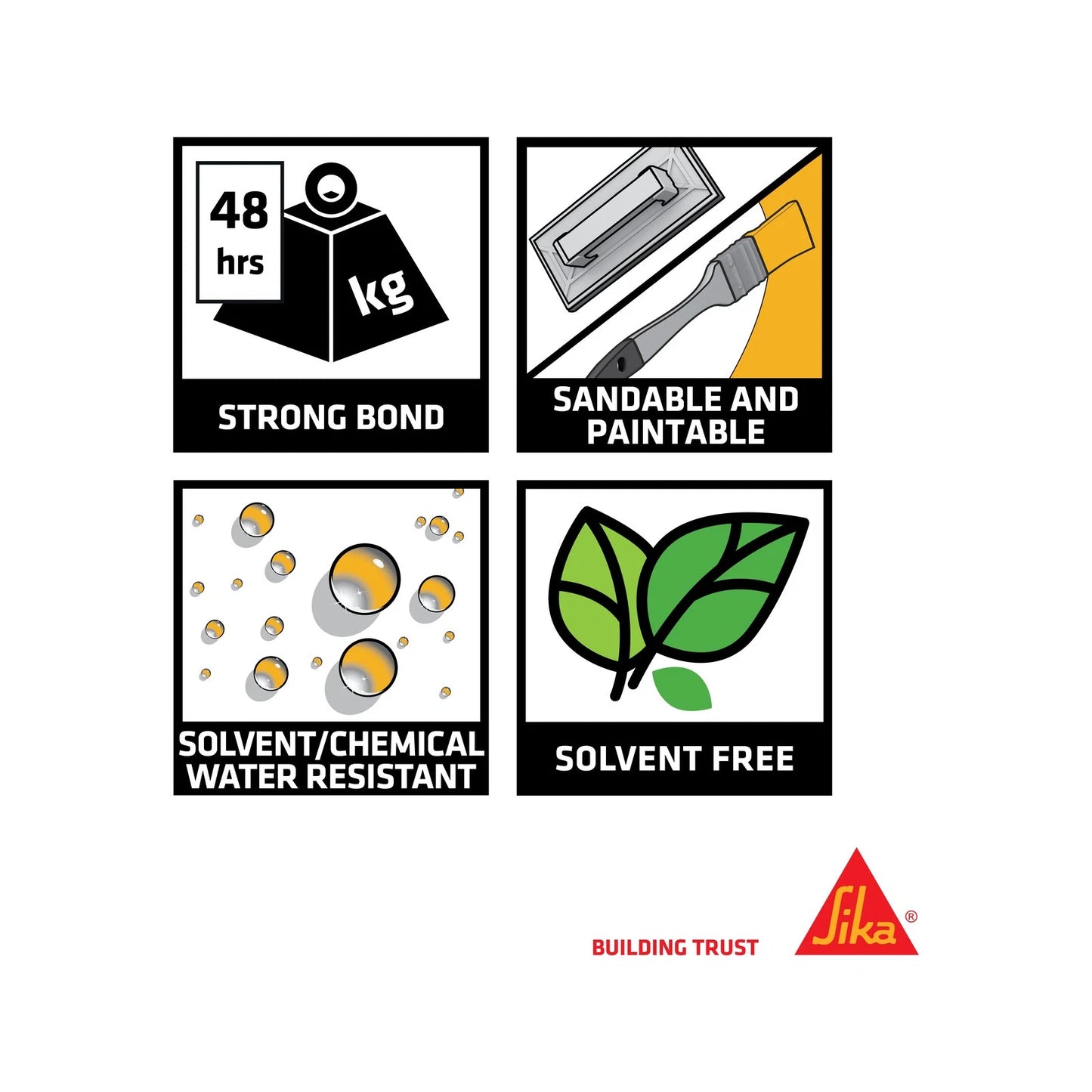 SikaBond TechGrip 125g High Strength Multi-Purpose Polyurethane Adhesive, Waterproof, Paintable