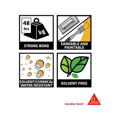 SikaBond TechGrip 125g High Strength Multi-Purpose Polyurethane Adhesive, Waterproof, Paintable