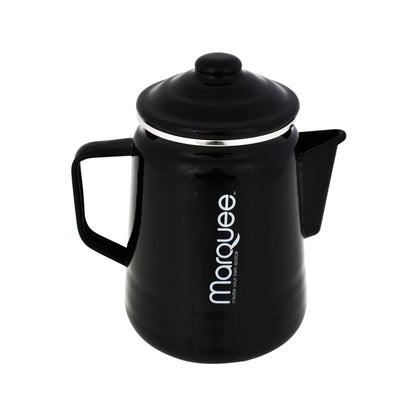 Marquee Black Enamel Coffee Maker, Stovetop Percolator, Compact & Portable, Dishwasher Safe