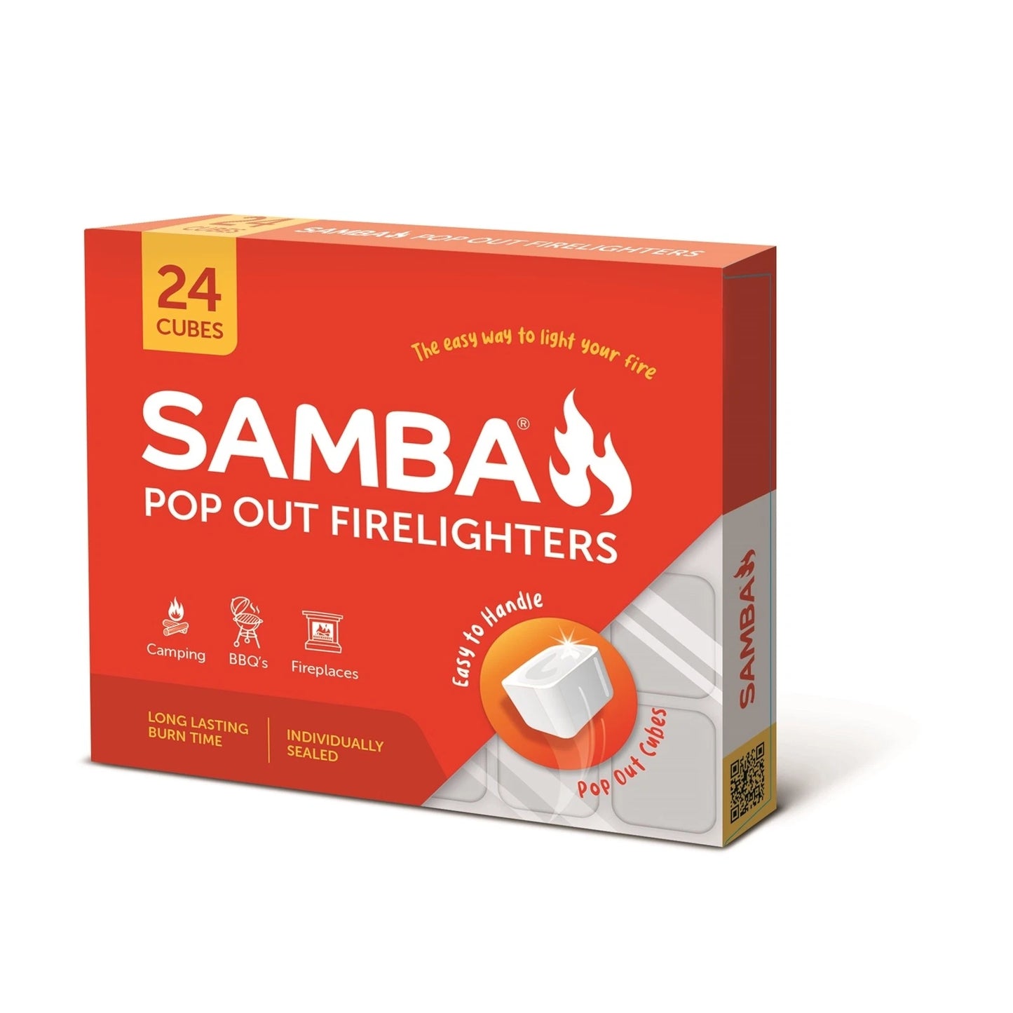 Samba Pop Out Firelighters 24 Pack - Easy Ignite, Individually Sealed, Fast Lighting
