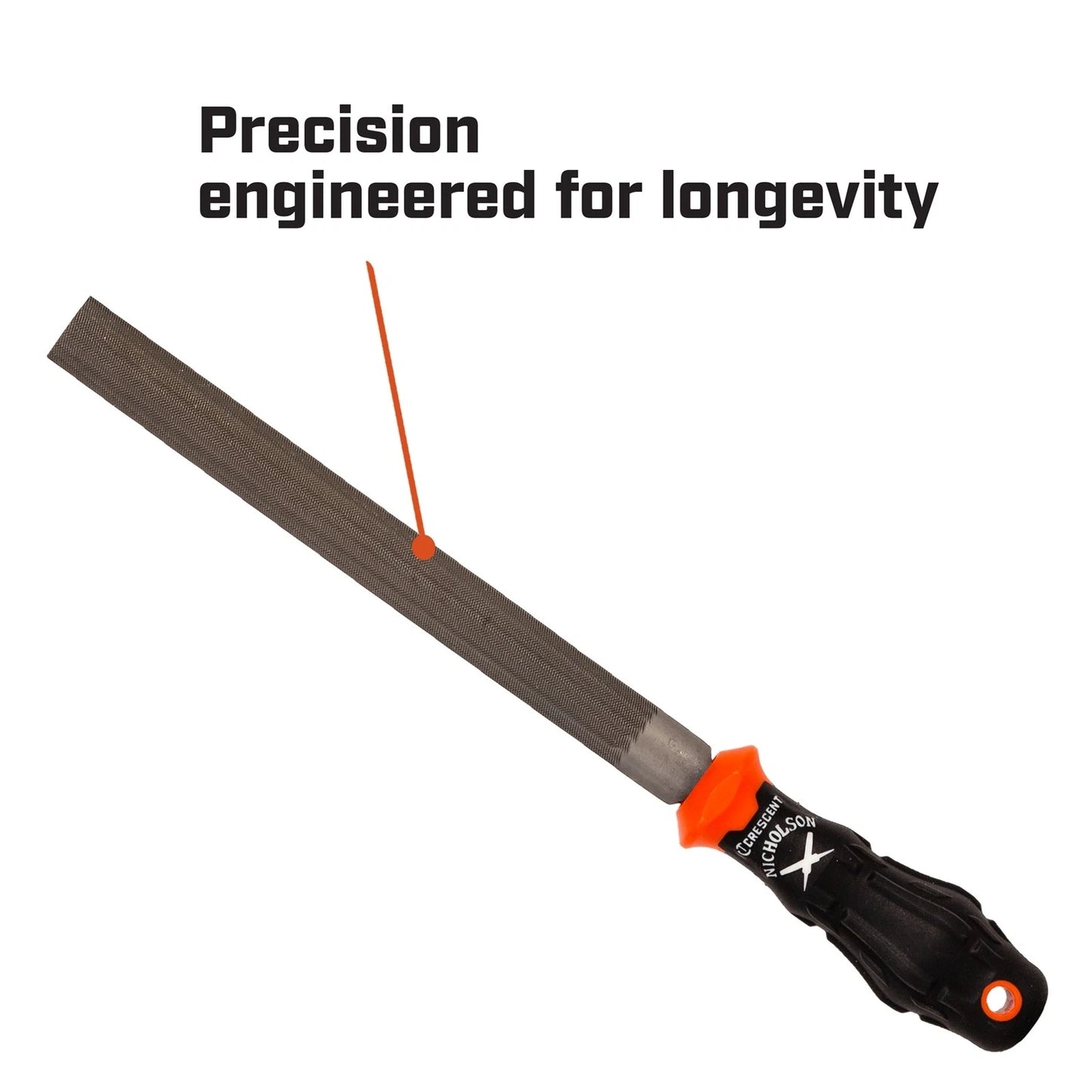 Crescent Nicholson 200mm Half Round Second Cut File, Dual-Sided, Ergonomic Handle