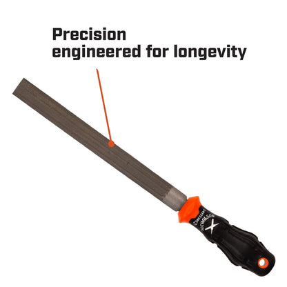 Crescent Nicholson 200mm Half Round Second Cut File, Dual-Sided, Ergonomic Handle