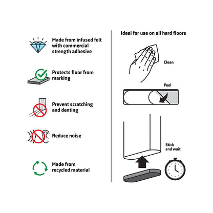 Surface Gard Beige Adhesive Felt Strips 13x67mm - Noise Reduction & Surface Protection,16 Pcs