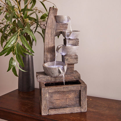 Northcote Pottery Willow Water Feature 32x27x66cm with Timber Design & Lighting