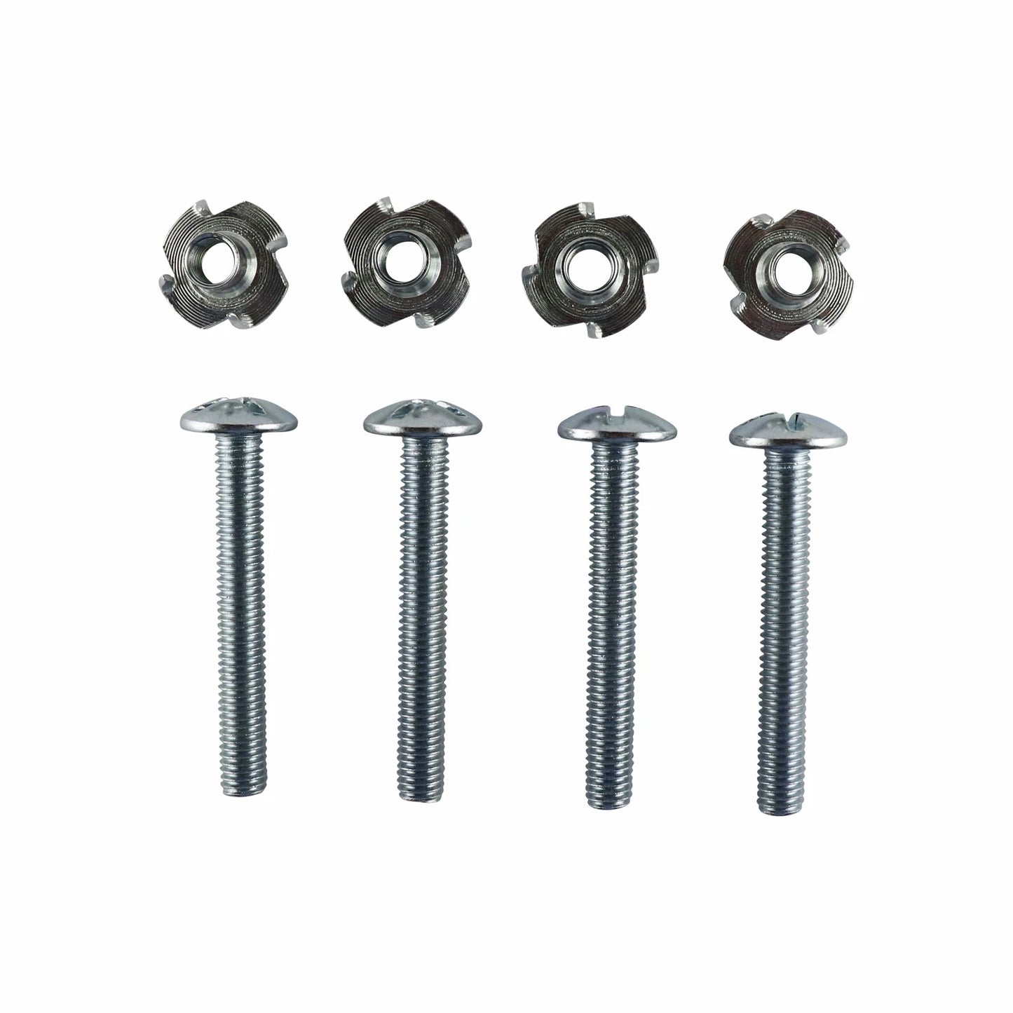 Everhang M8 x 60mm Zinc Plated Tee Nut and Bolt 4 Pack - Durable Flush Mount Design