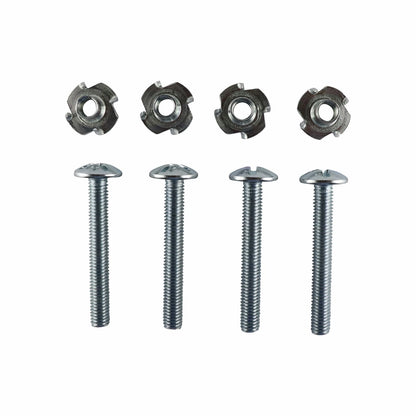 Everhang M8 x 60mm Zinc Plated Tee Nut and Bolt 4 Pack - Durable Flush Mount Design