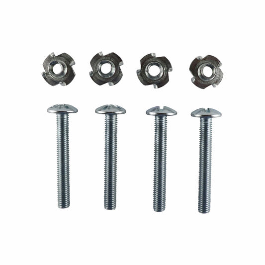 Everhang M8 x 60mm Zinc Plated Tee Nut and Bolt 4 Pack - Durable Flush Mount Design