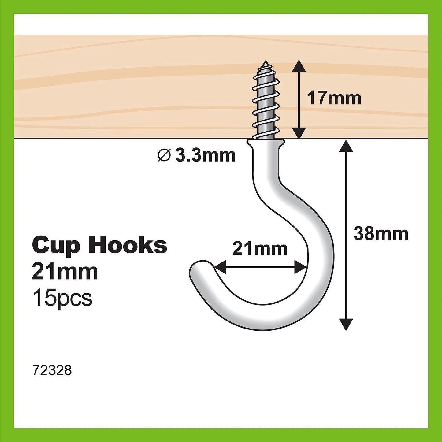 Everhang 21mm White PVC Cup Hooks - 15 Pcs, Secure & Easy Install, 5kg Load Capacity
