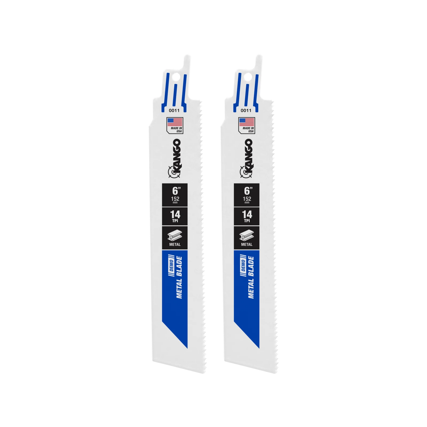 Kango 6” 14 TPI Metal Demo Reciprocating Saw Blades, Bi-Metal, 2 Pack, Made in USA