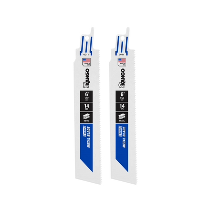 Kango 6” 14 TPI Metal Demo Reciprocating Saw Blades, Bi-Metal, 2 Pack, Made in USA