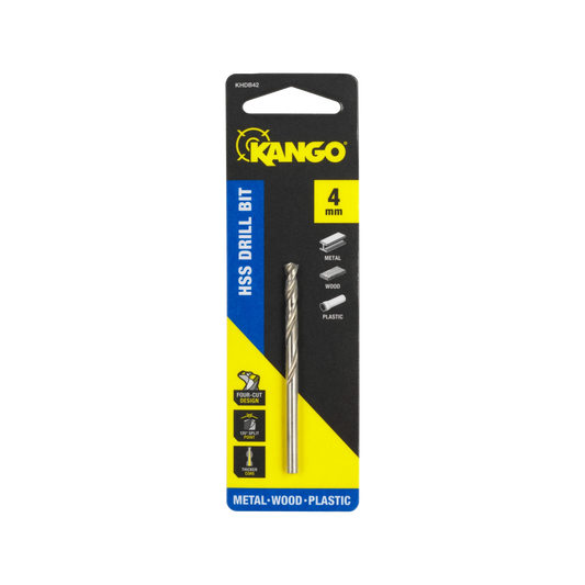 Kango 4mm HSS Drill Bit - Precision, Durability, Four-Cut Design, 135° Split Point