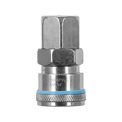 Powerfit Nitto Style ¼” Female Coupler, 150 PSI, Durable Steel, Blue Band