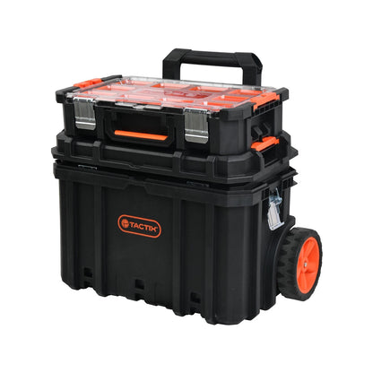 Tactix 3-in-1 Mobile Tool Storage System with Interlockable Design & All-Terrain Wheels