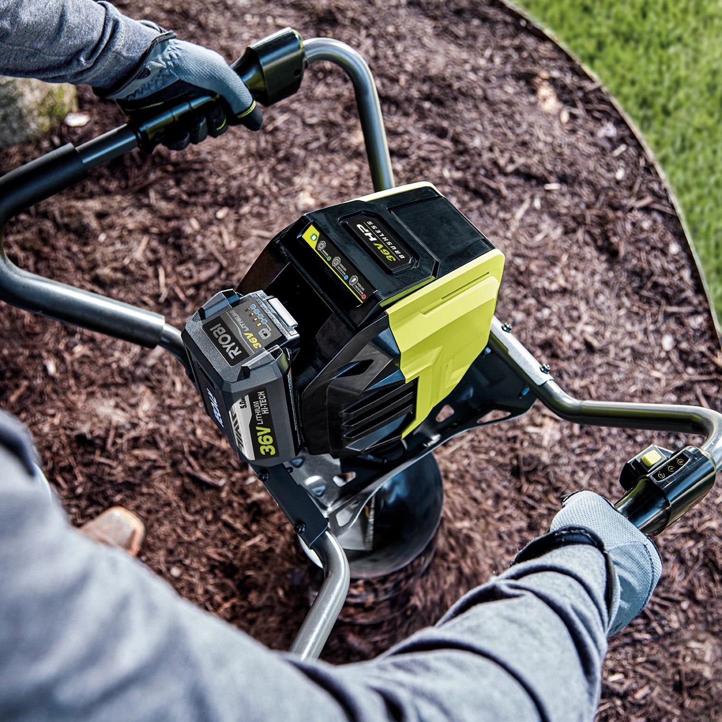 Ryobi 36V Brushless Cordless Post Hole Digger, 200mm, Anti-Kickback, Adjustable Speed