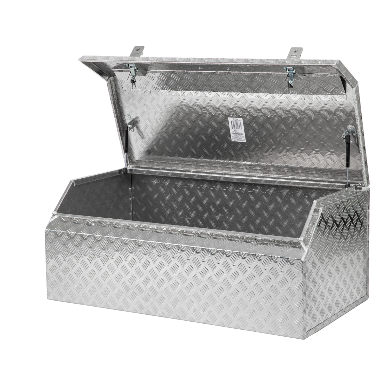 Rhino Aluminium Checkerplate Tool Box 1110x600x475mm, Weather-Resistant, Gas Struts